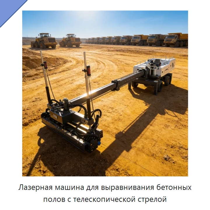 Лазерная машина для выравнивания бетонных полов с телескопической стрелой — Оборудование для работы с бетоном