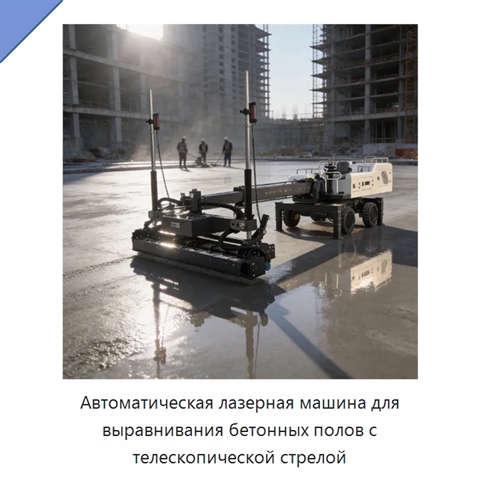 Автоматическая лазерная машина для выравнивания бетонных полов с телескопической стрелой