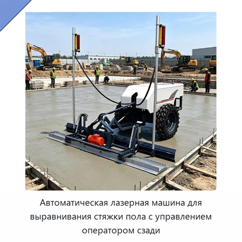 Автоматическая лазерная машина для выравнивания стяжки пола с управлением оператором сзади