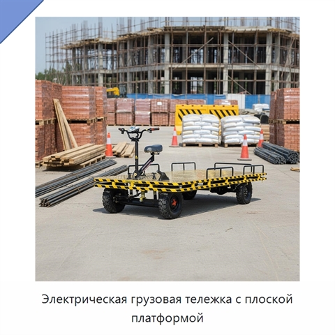 Электрическая грузовая тележка с плоской платформой