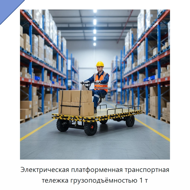 Электрическая платформенная транспортная тележка грузоподъёмностью 1 т — Ручные грузовые тележки