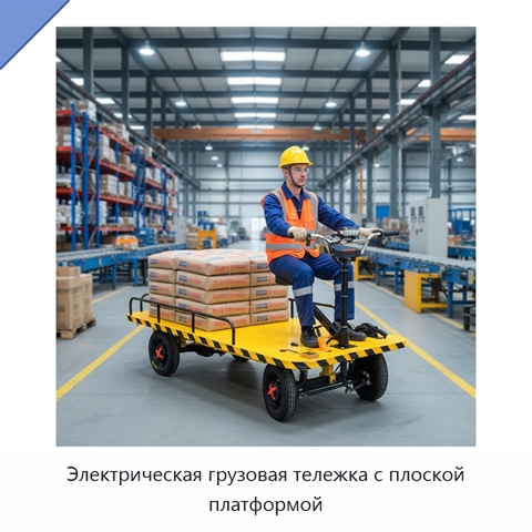 Электрическая грузовая тележка с плоской платформой