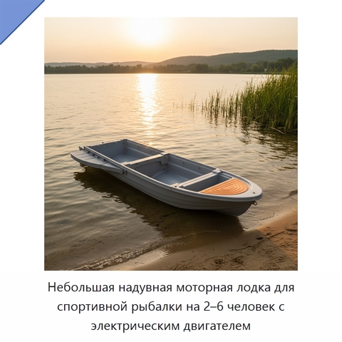 Небольшая надувная моторная лодка для спортивной рыбалки на 2–6 человек с электрическим двигателем