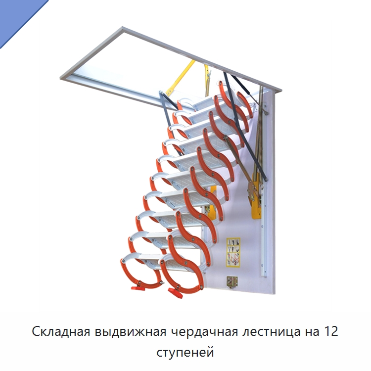 Складная выдвижная чердачная лестница на 12 ступеней — Лестницы