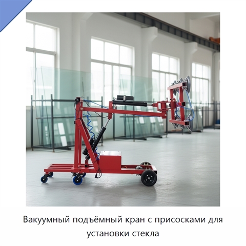 Вакуумный подъёмный кран с присосками для установки стекла