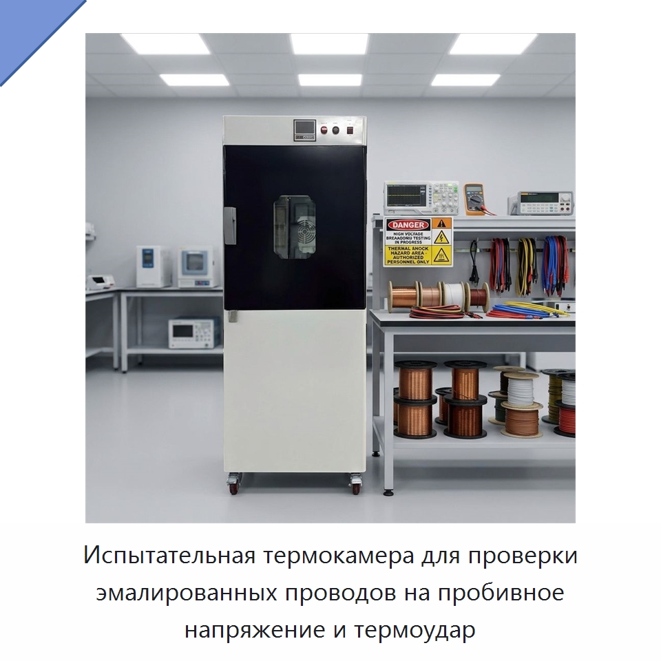 Испытательная термокамера для проверки эмалированных проводов на пробивное напряжение и термоудар — Оборудование для кабельного производства