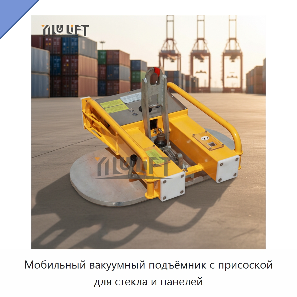Мобильный вакуумный подъёмник с присоской для стекла и панелей — Вакуумные грузозахваты