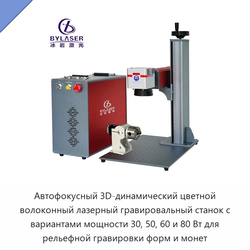 Автофокусный 3D-динамический цветной волоконный лазерный гравировальный станок с вариантами мощности 30, 50, 60 и 80 Вт для рельефной гравировки форм и монет — Лазерные маркировочные станки