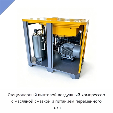 Стационарный винтовой воздушный компрессор с масляной смазкой и питанием переменного тока