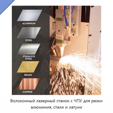 Волоконный лазерный станок с ЧПУ для резки алюминия, стали и латуни