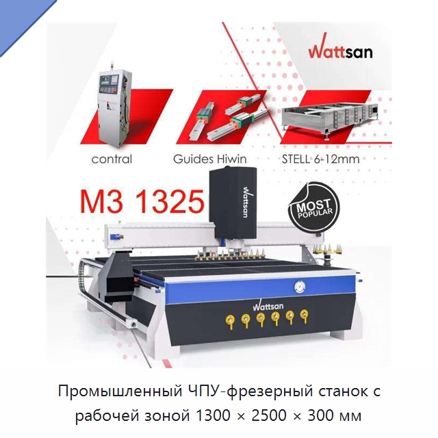 Промышленный ЧПУ-фрезерный станок с рабочей зоной 1300 × 2500 × 300 мм — Фрезерные станки по дереву