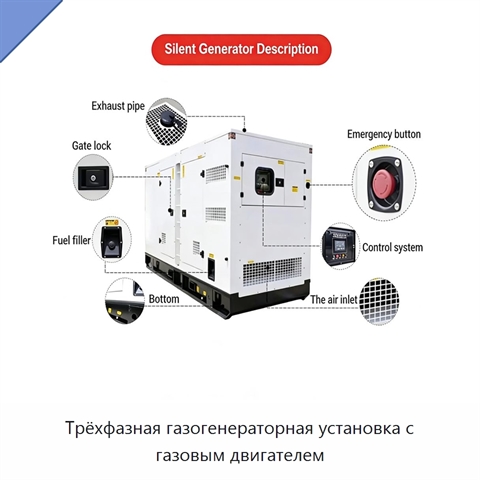 Трёхфазная газогенераторная установка с газовым двигателем