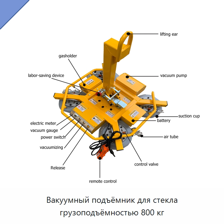 Вакуумный подъёмник для стекла грузоподъёмностью 800 кг — Вакуумные грузозахваты