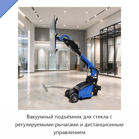 Вакуумный подъёмник для стекла с регулируемыми рычагами и дистанционным управлением