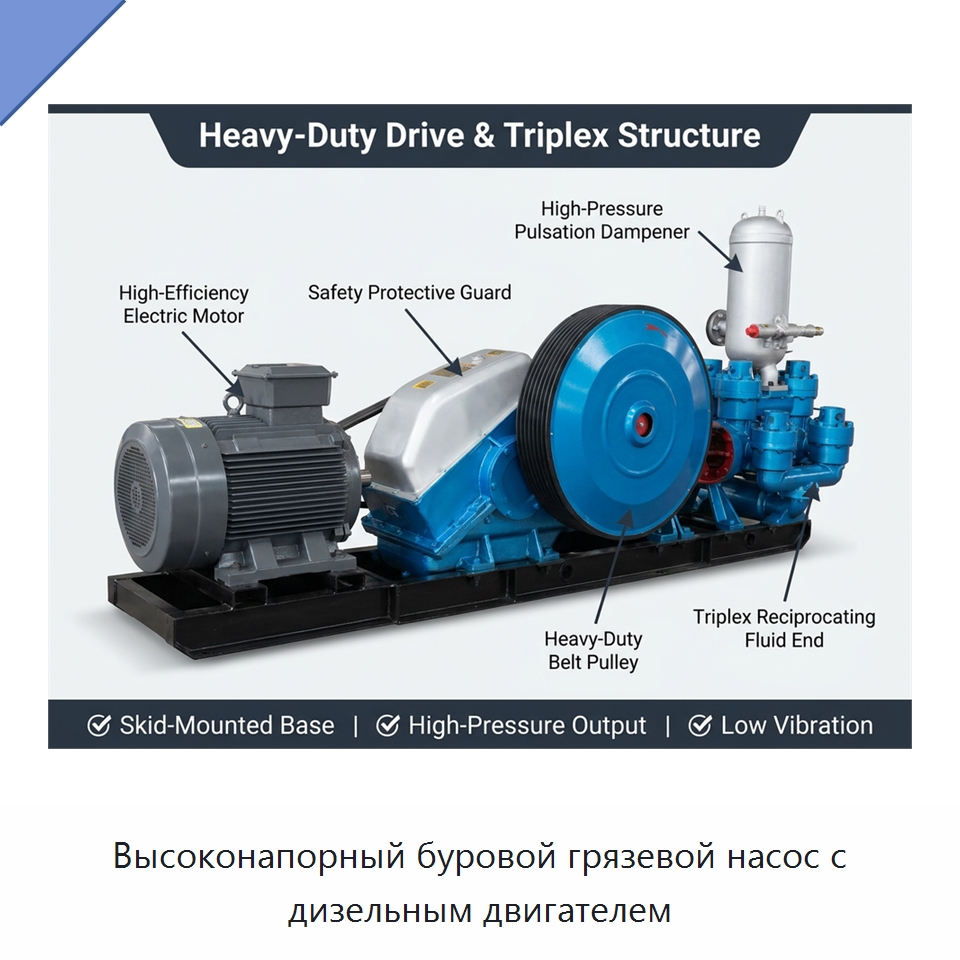 Высоконапорный буровой грязевой насос с дизельным двигателем — Нефтепромысловое оборудование