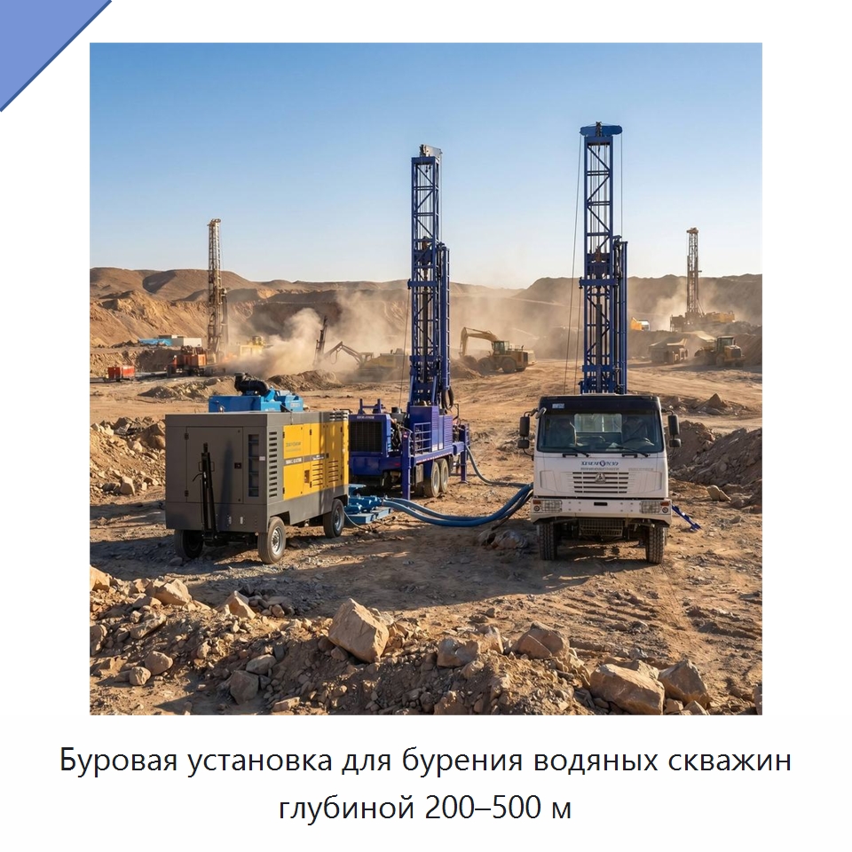 Буровая установка для бурения водяных скважин глубиной 200–500 м — Горнодобывающее оборудование