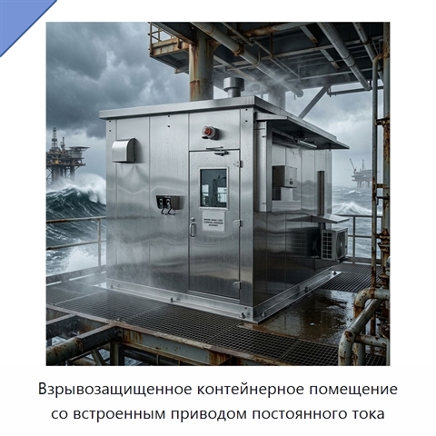 Взрывозащищенное контейнерное помещение со встроенным приводом постоянного тока