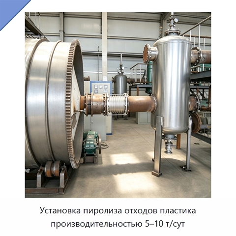 Установка пиролиза отходов пластика производительностью 5–10 т/сут
