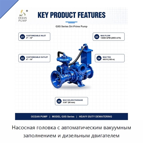 Насосная головка с автоматическим вакуумным заполнением и дизельным двигателем
