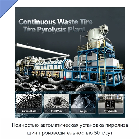 Полностью автоматическая установка пиролиза шин производительностью 50 т/сут