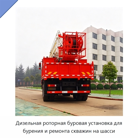 Дизельная роторная буровая установка для бурения и ремонта скважин на шасси