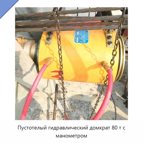 Пустотелый гидравлический домкрат 80 т с манометром