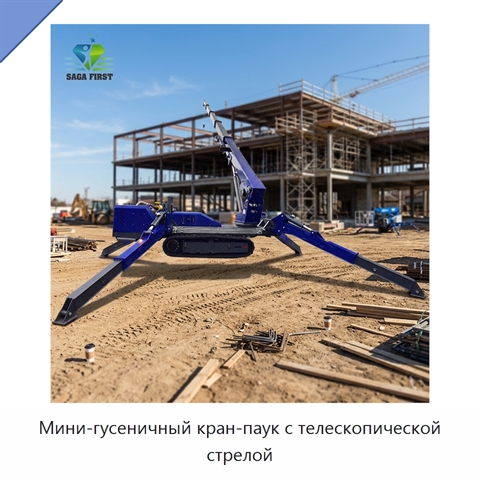 Мини-гусеничный кран-паук с телескопической стрелой