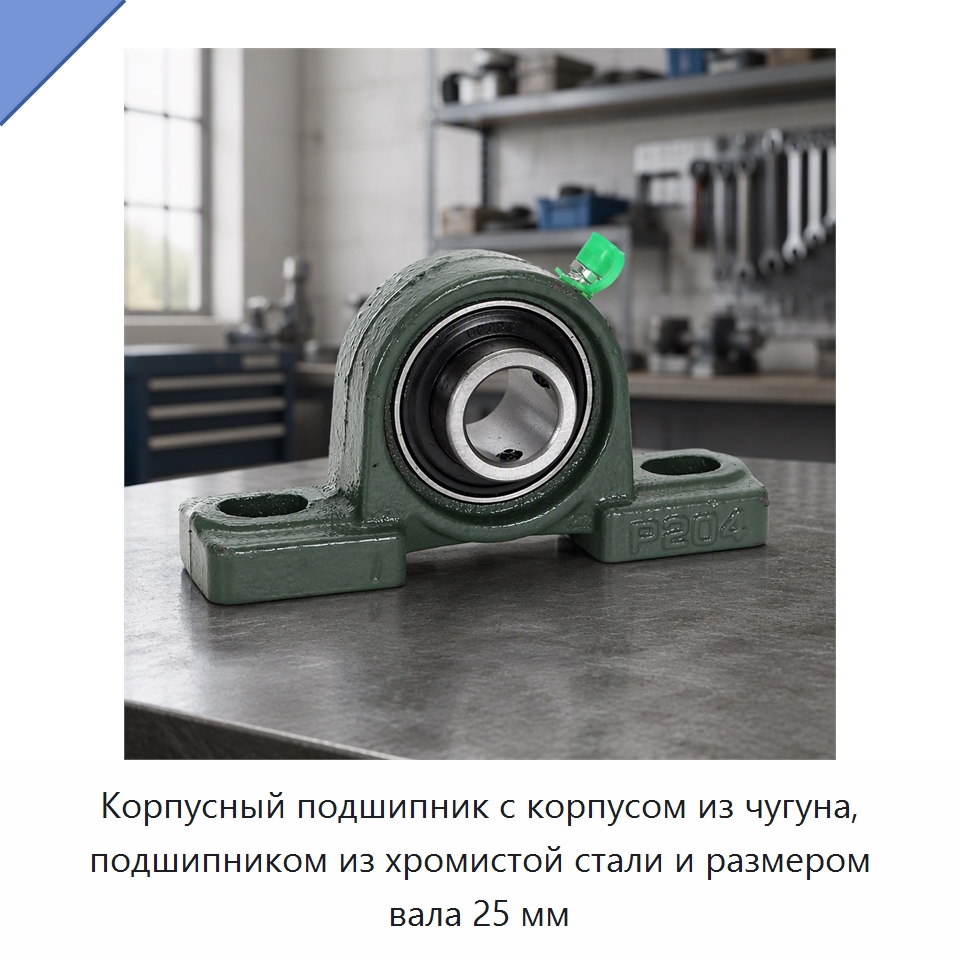 Корпусный подшипник с корпусом из чугуна, подшипником из хромистой стали и размером вала 25 мм — Корпусные подшипники